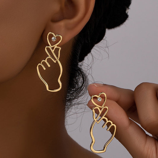 Korean Finger Heart Earrings