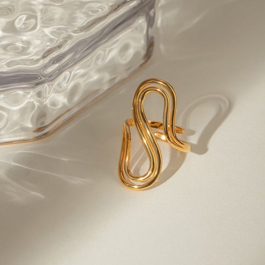 Gold Plated Ring S Shape- WATERPROOF